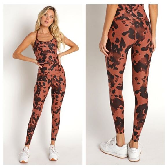 Beyond Yoga Pants - Beyond Yoga Midi Printed High Waisted Legging Copper Cow Medium
